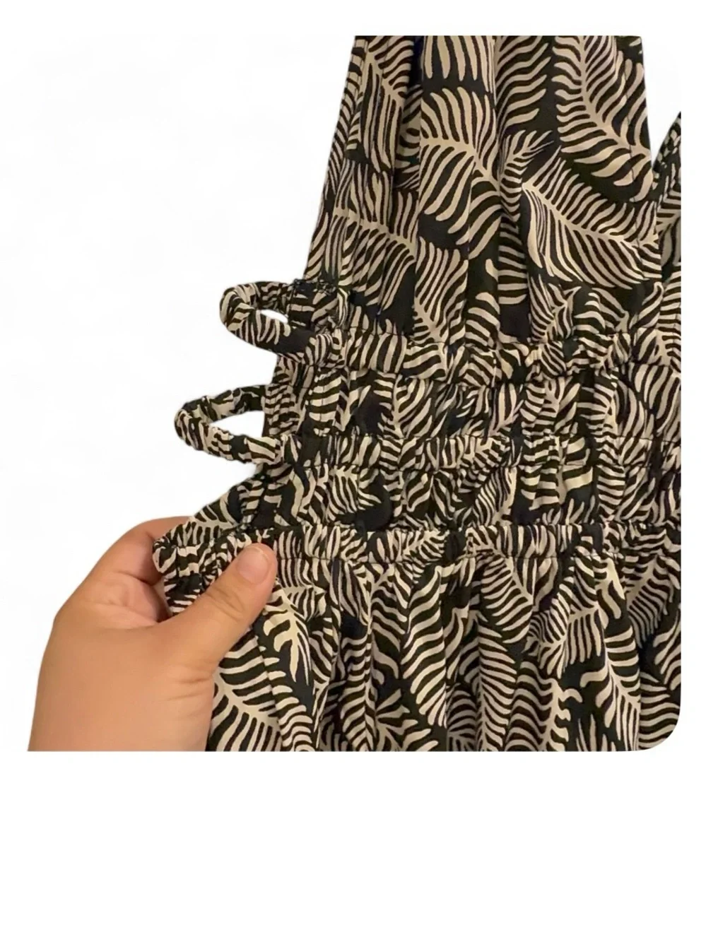 Lush Brown and Tan Fern Print Maxi Dress - Picture 4 of 7